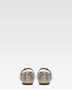 Ballet flats in natural python-printed leather