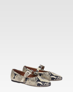 Flacher Schuh in Schlangenleder-Optik