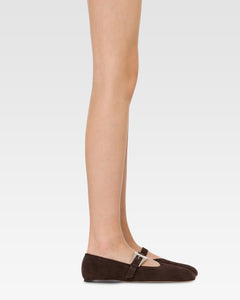 Ballerine in pelle scamosciata ebano