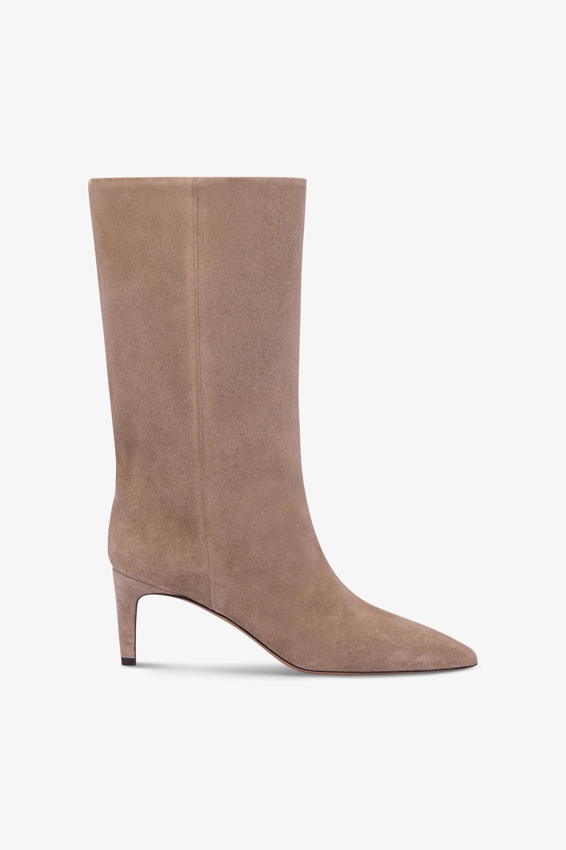 Calf-high boots in smooth koala suede leather