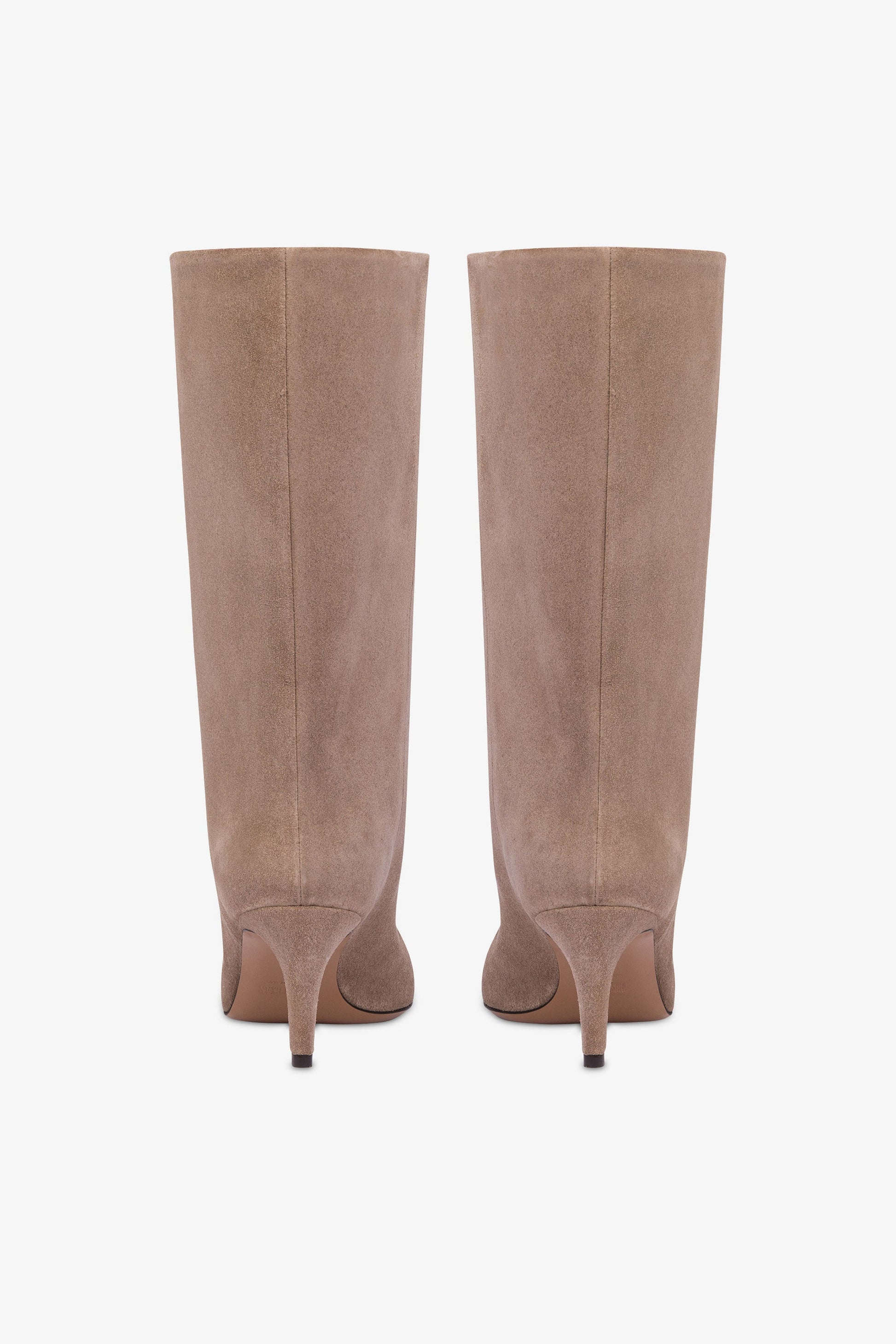 Calf-high boots in smooth koala suede leather