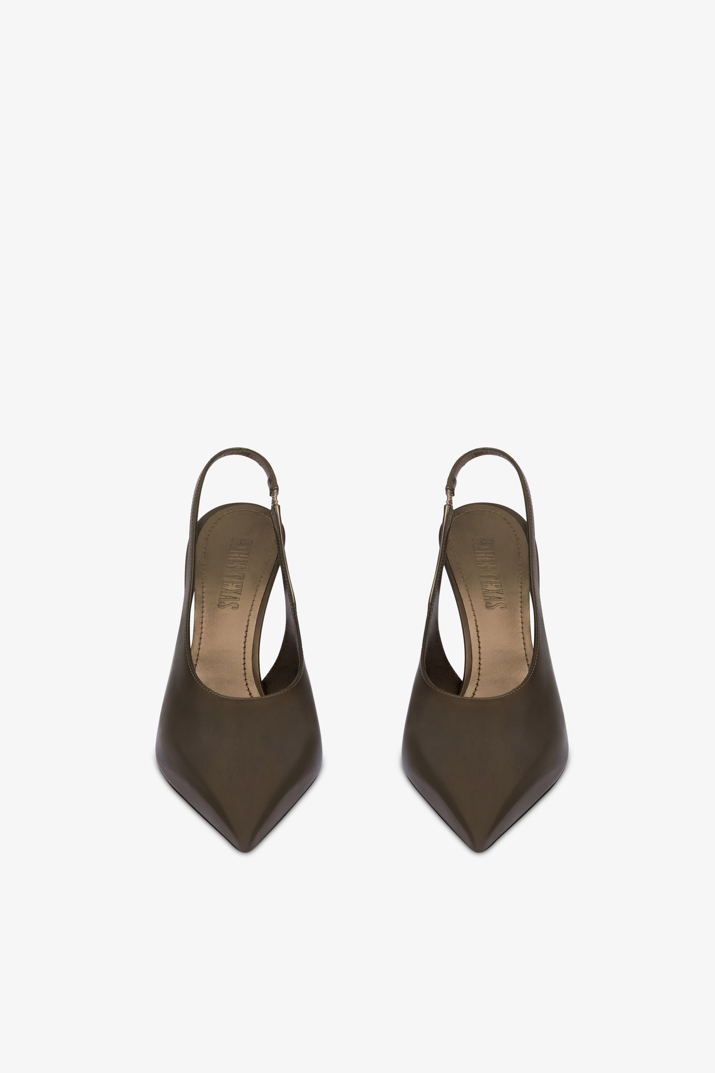 Slingback a punta con zeppa specchiata color safari