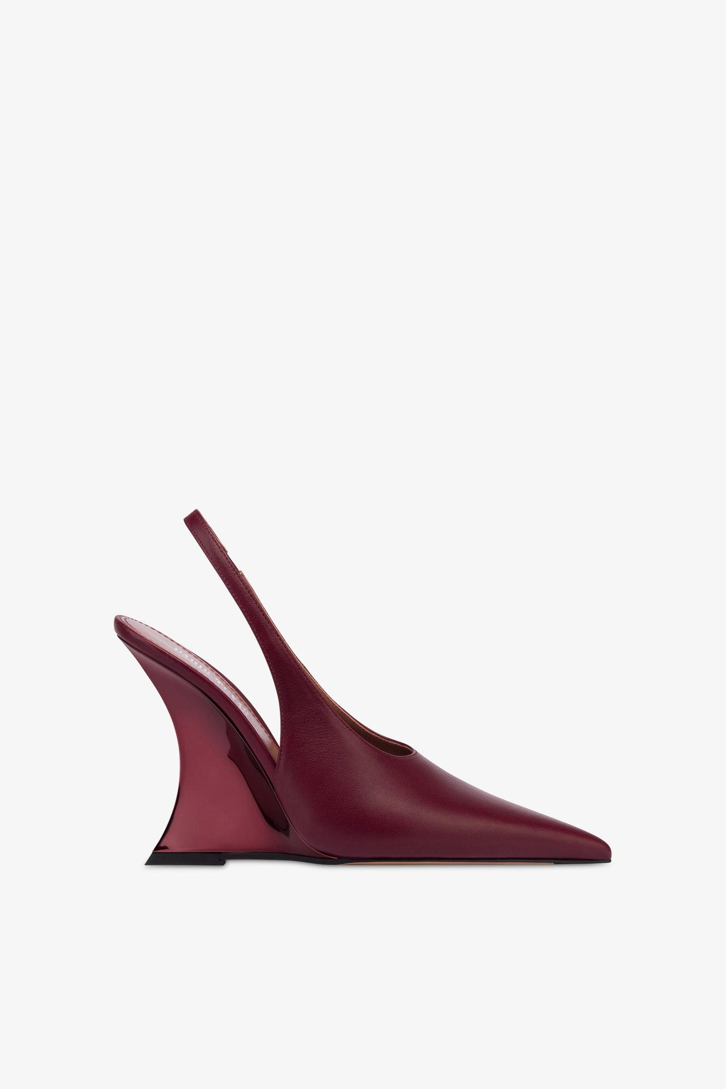 Slingbacks in burgundy and rouge noir leather