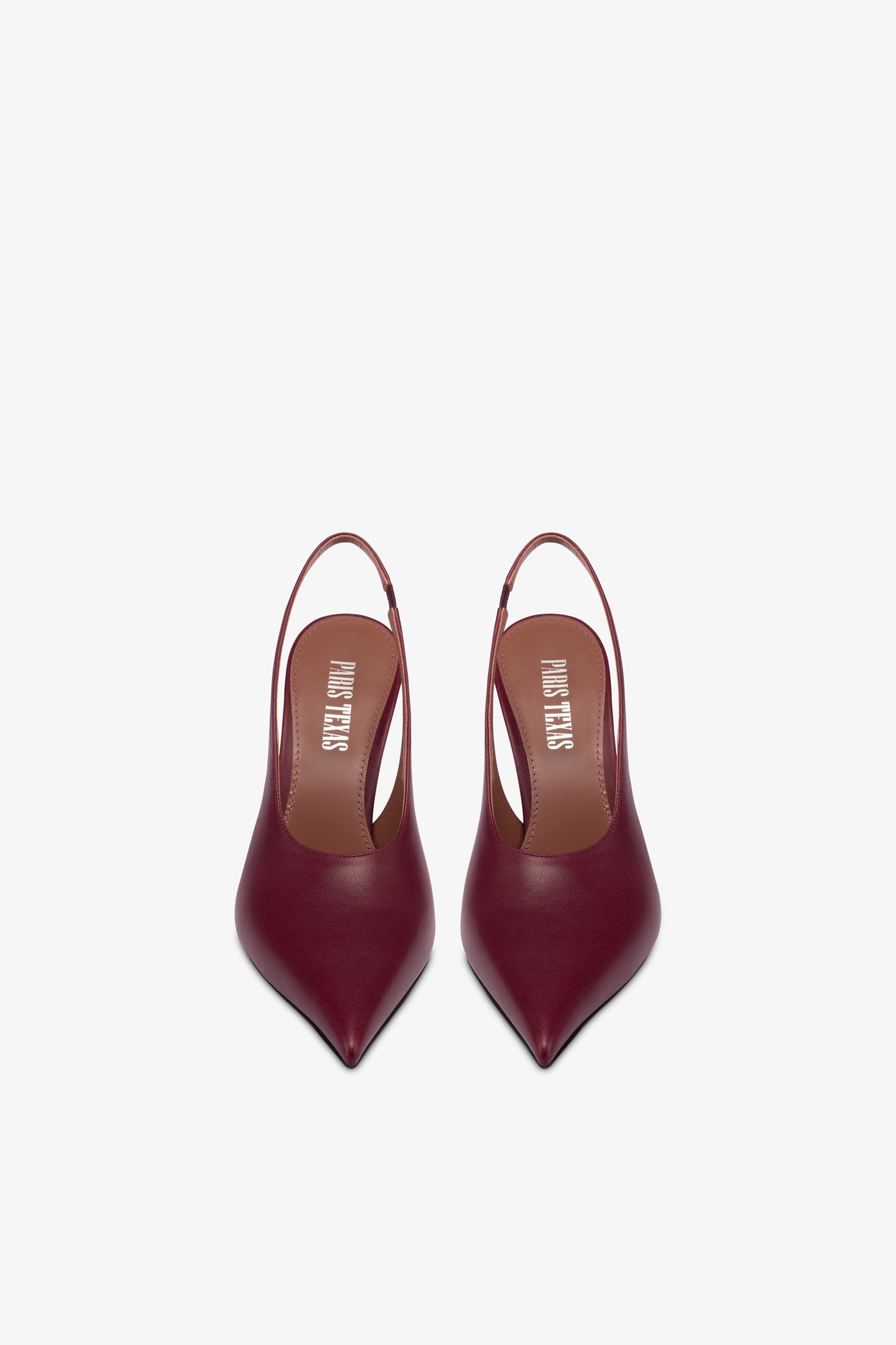 Slingbacks in burgundy and rouge noir leather