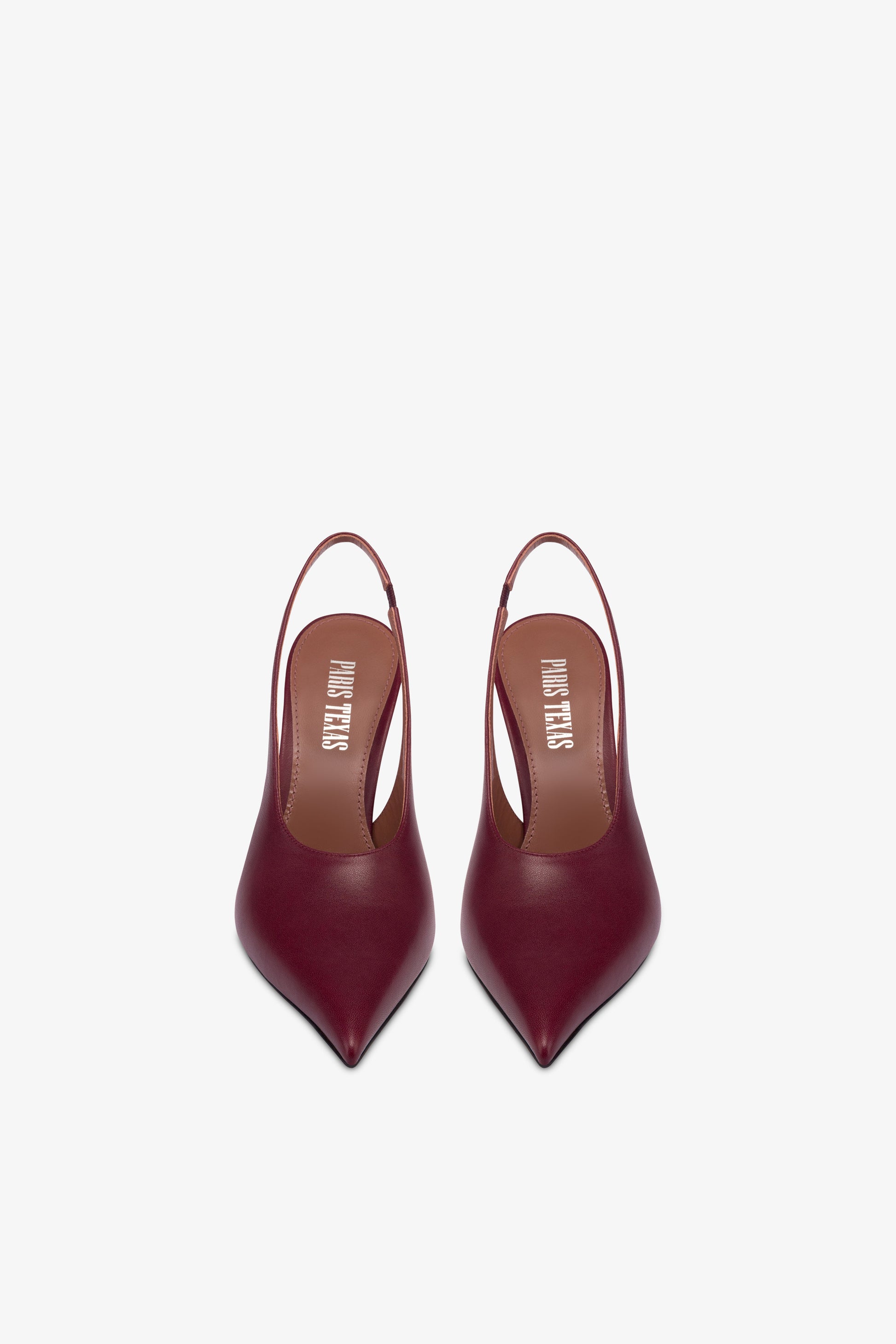 Slingbacks in burgundy and rouge noir leather