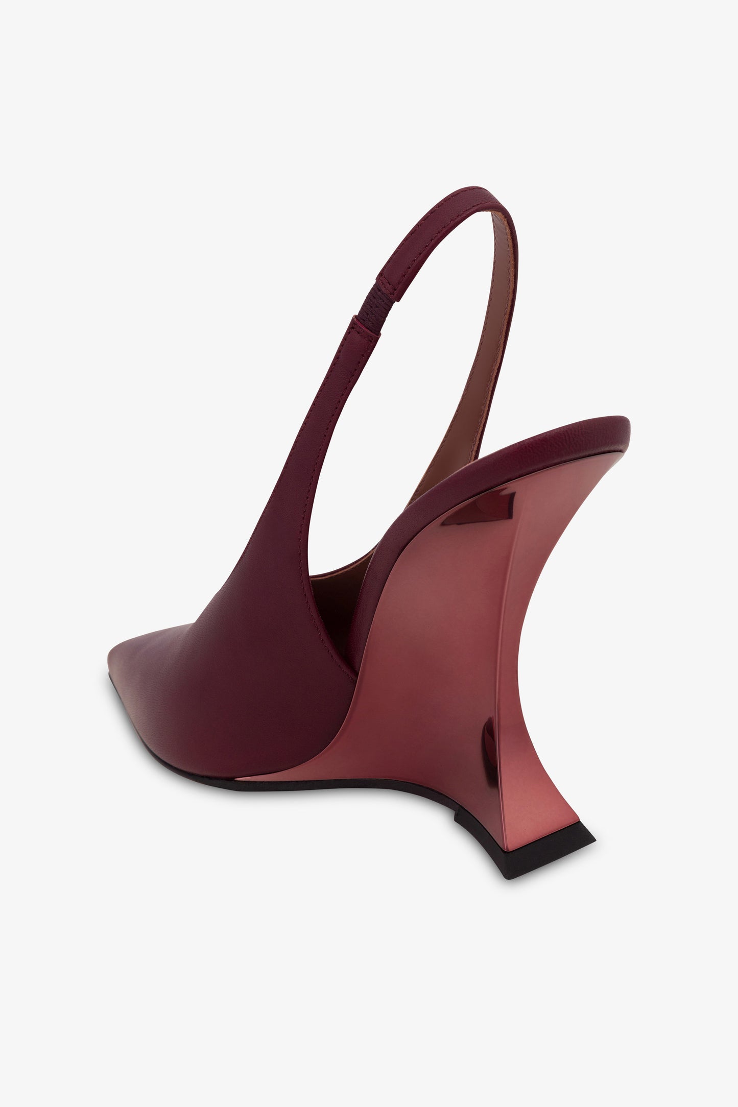 Slingbacks in burgundy and rouge noir leather