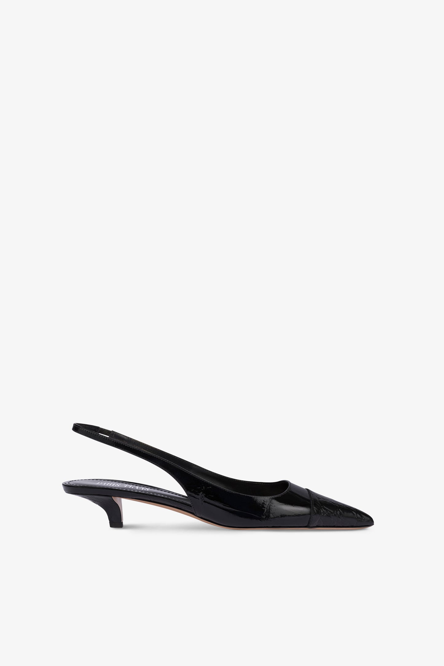 Slingback in pelle con stampa coccodrillo color nero