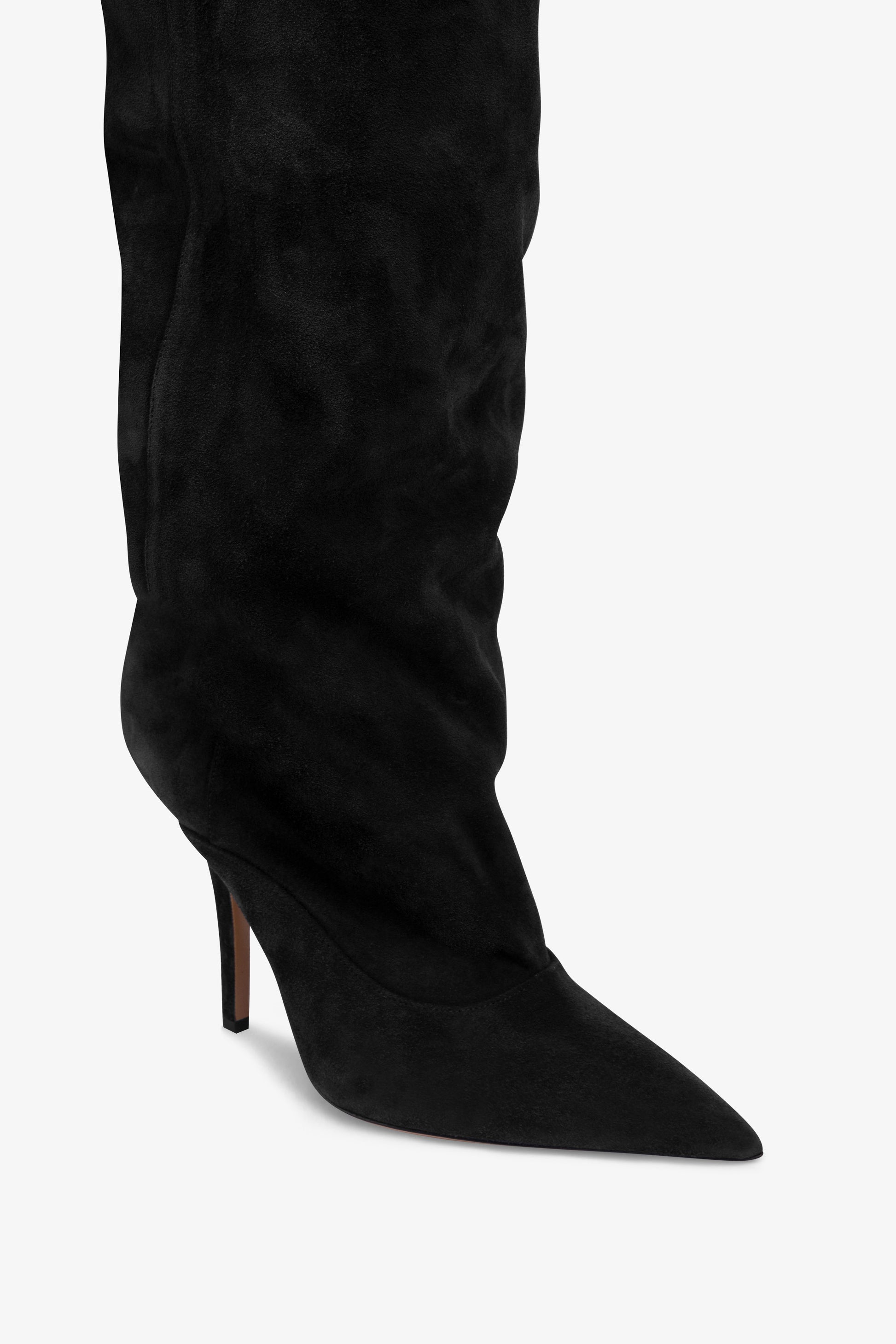 Over-the-knee boots in off-black suede leather