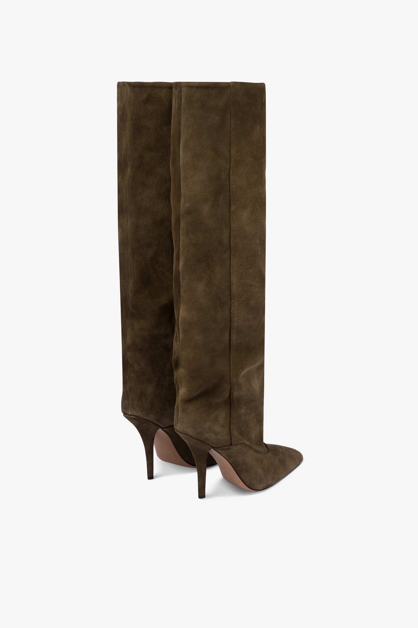 Over-the-knee boots in winter moss suede leather