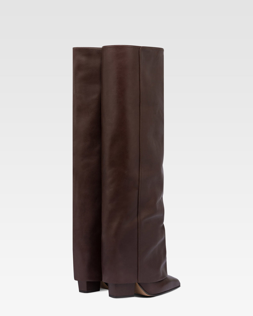 Fold-over boots in mocha leather