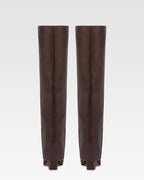 Fold-over boots in mocha leather