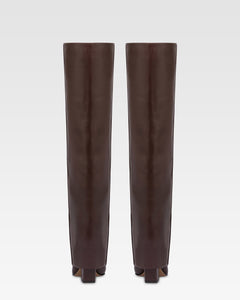 Fold-over boots in mocha leather