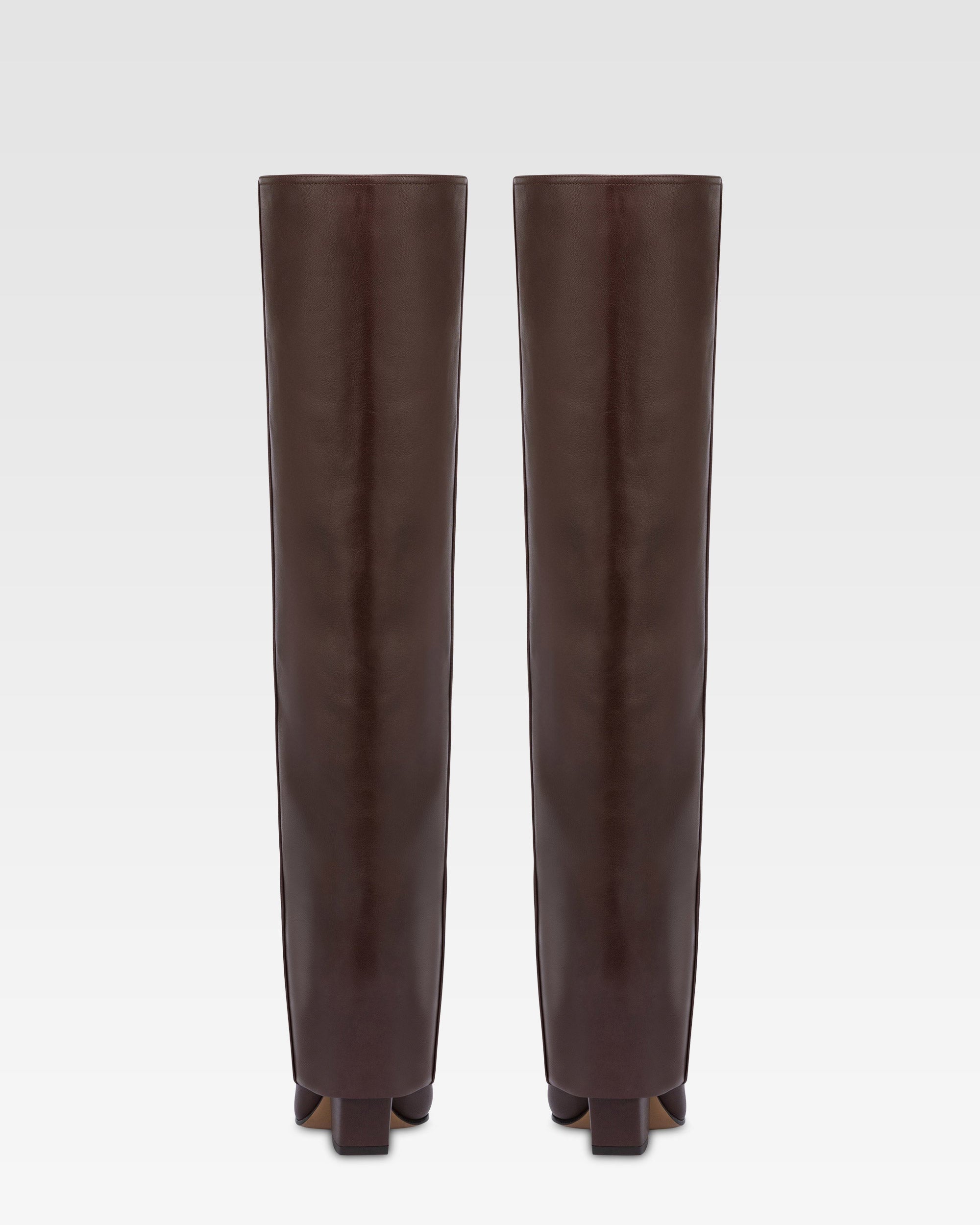Fold-over boots in mocha leather
