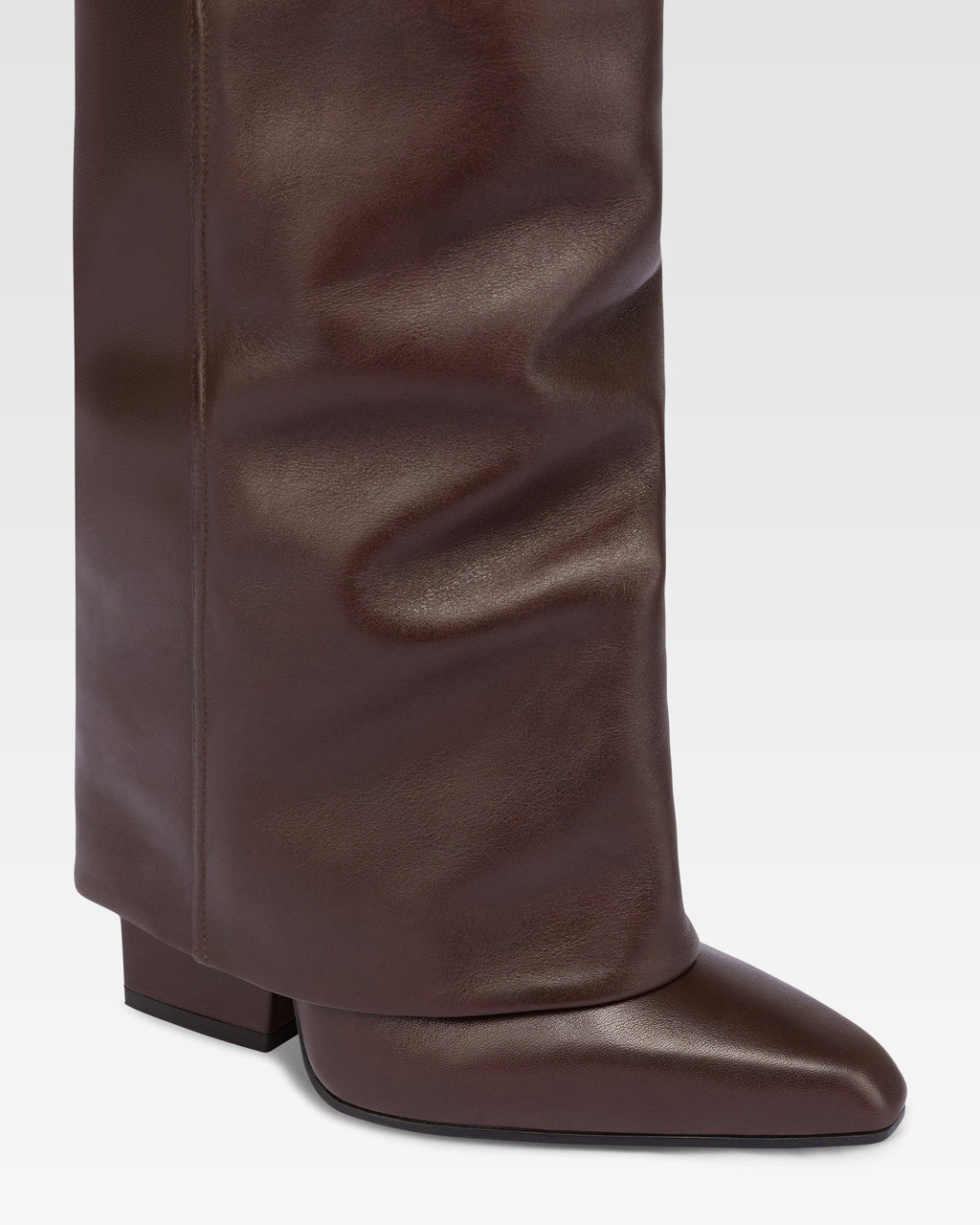 Fold-over boots in mocha leather