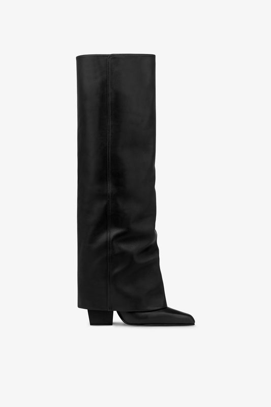 Bottes a rabat en cuir noir