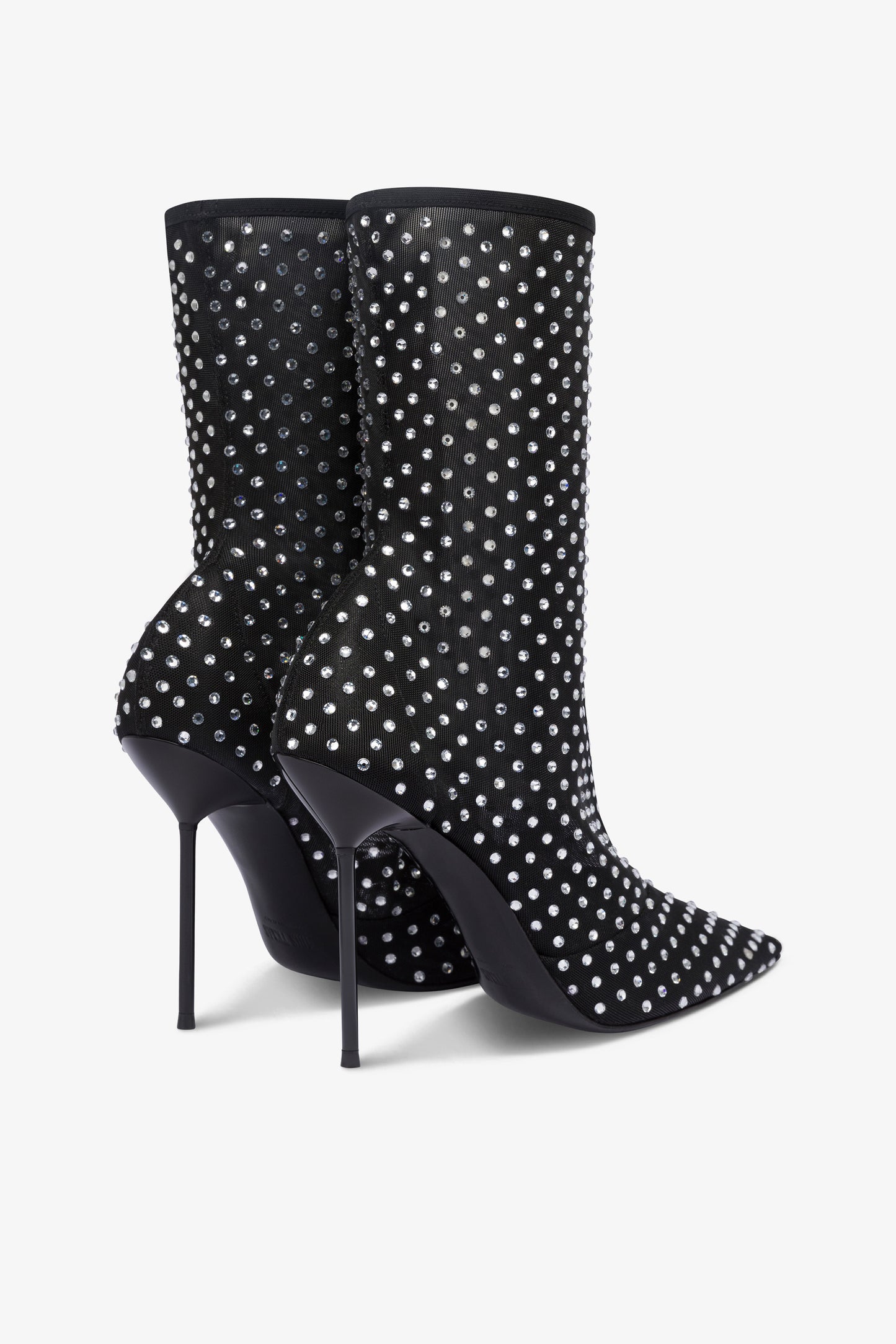 Bottines en maille extensible noire et cristal