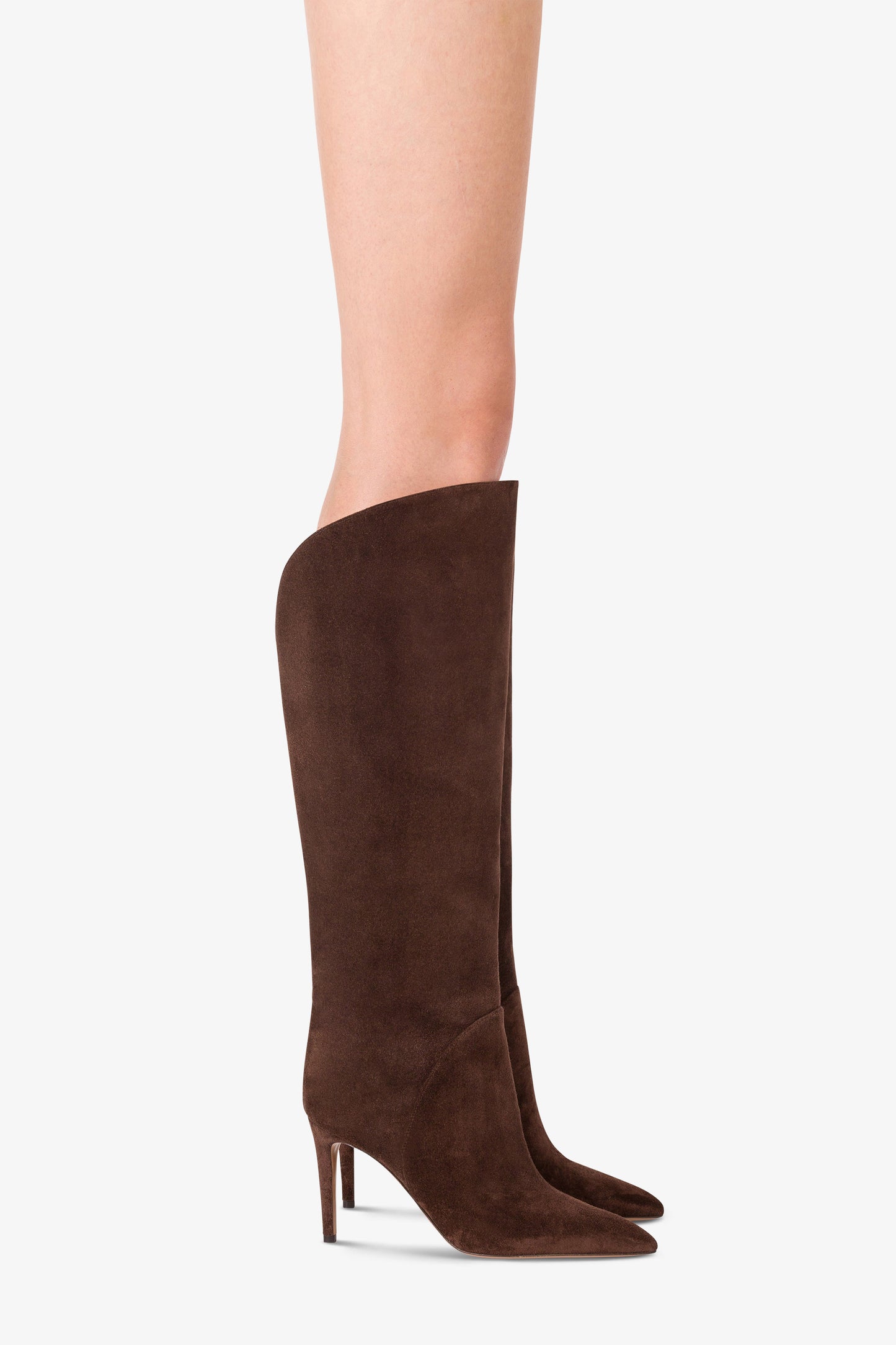 Bottes en cuir velours couleur chocolat