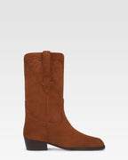 Boots in cognac calf suede leather