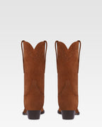 Boots in cognac calf suede leather