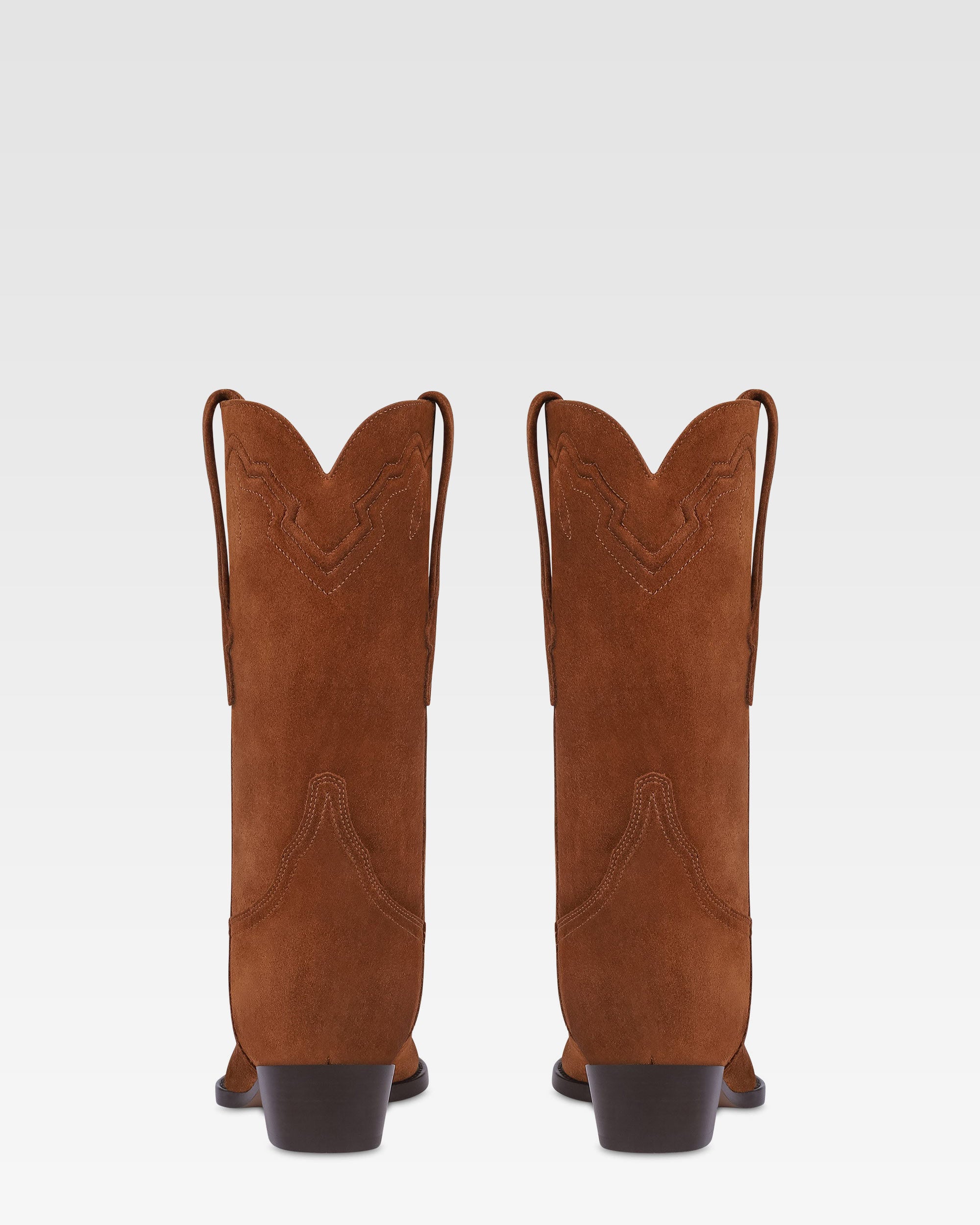 Boots in cognac calf suede leather