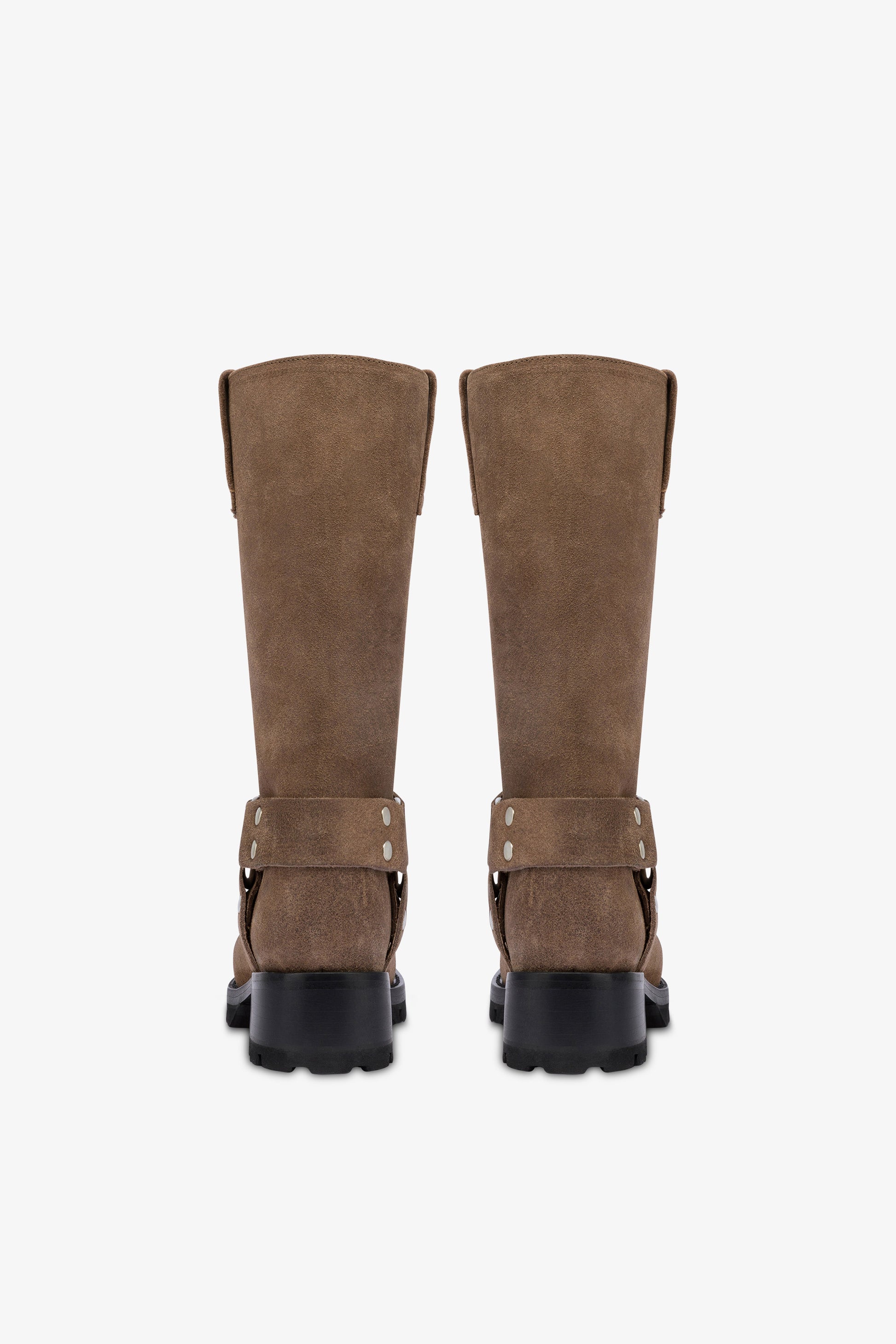 Bottes en cuir suede marron