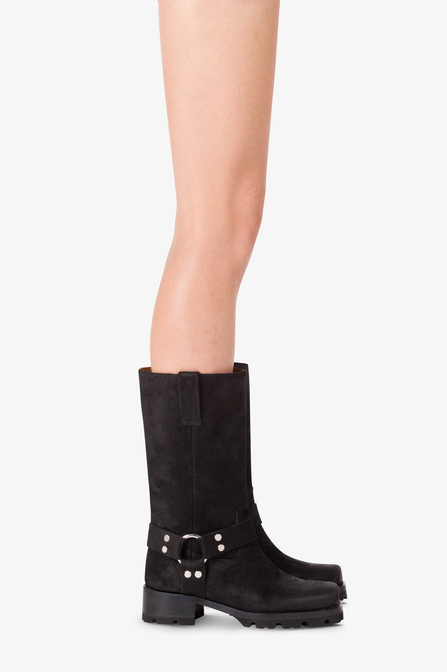 Bottes en cuir suede noir