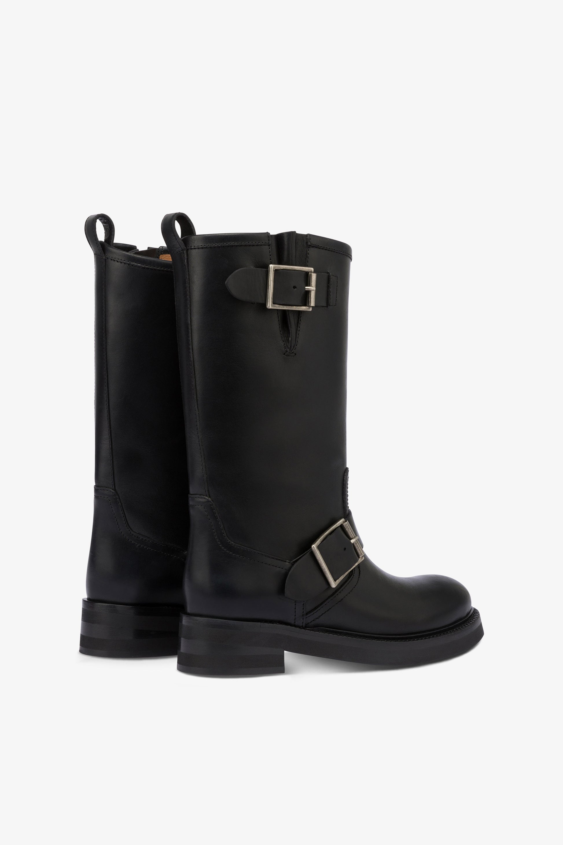 Bottes en cuir brosse noir