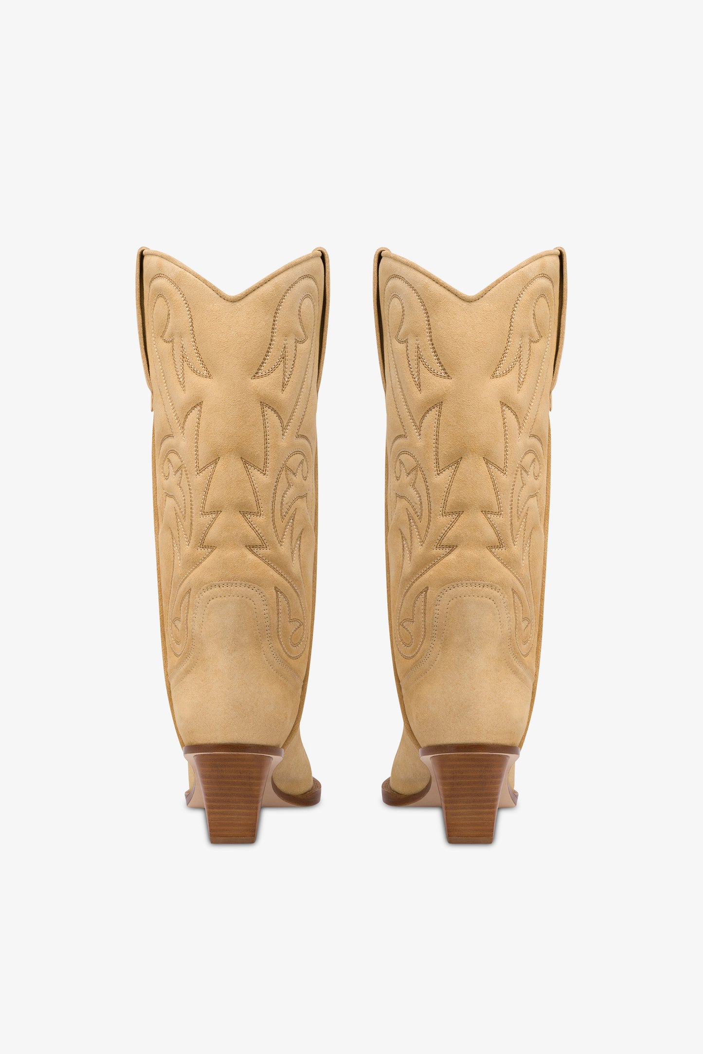 Boots in ecru suede leather