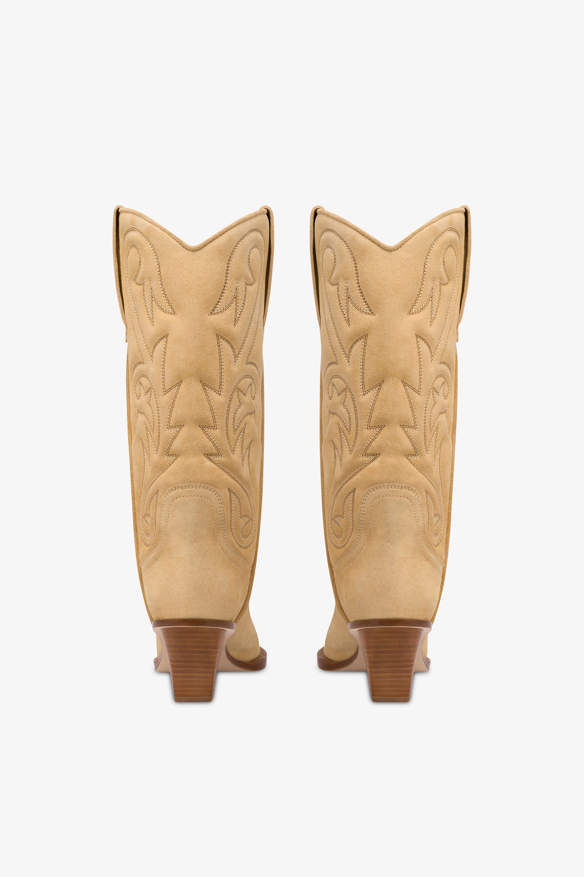 Boots in ecru suede leather