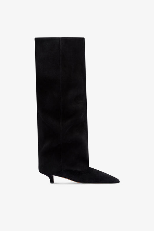 Boots in off-black suede leather