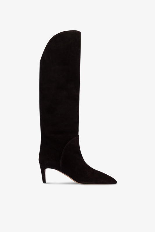Boots in ebony calf suede leather.