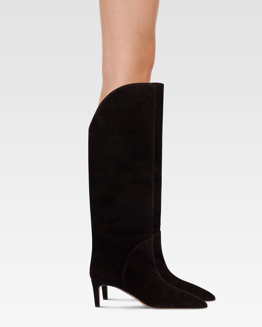 Boots in ebony calf suede leather.