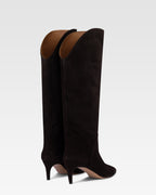 Boots in ebony calf suede leather.
