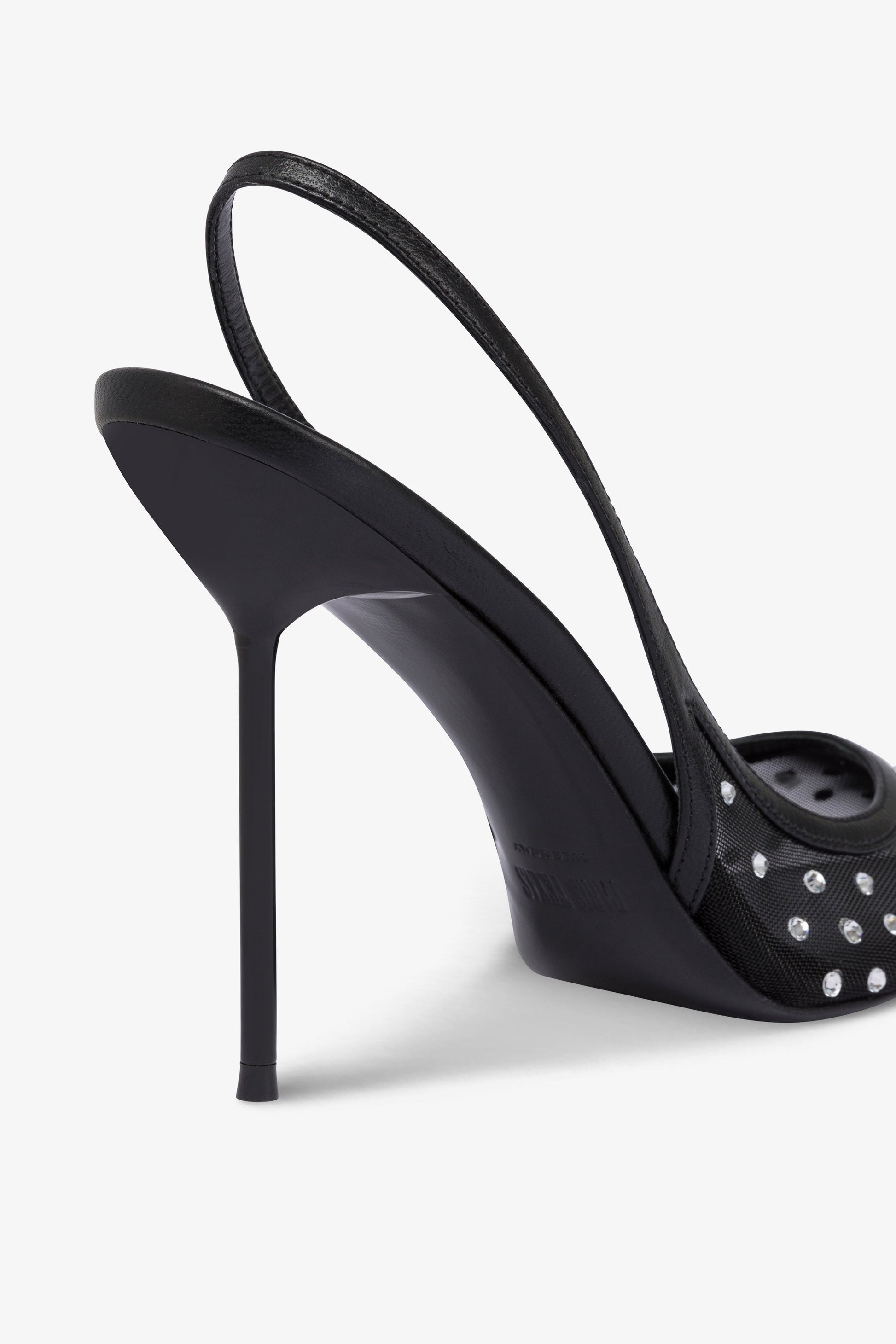 Slingbacks aus Mesh in Schwarz und Kristall