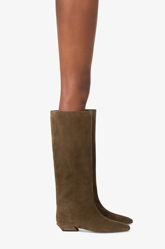 Bottes en cuir suede facon mousse d'hiver