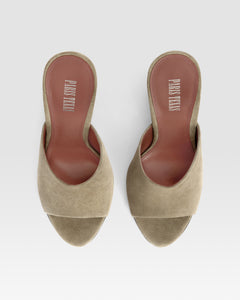 Sabots in stone calf suede leather