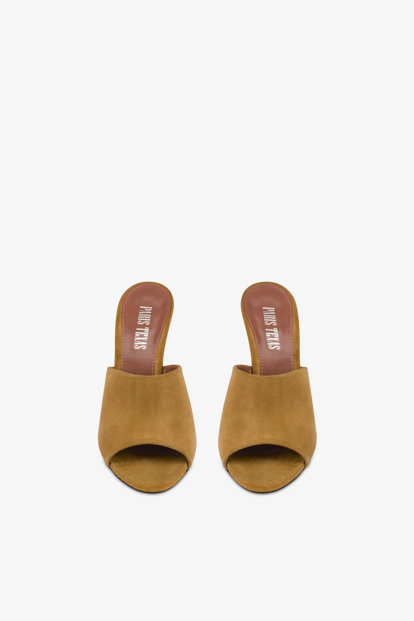 Mules in caramel suede leather