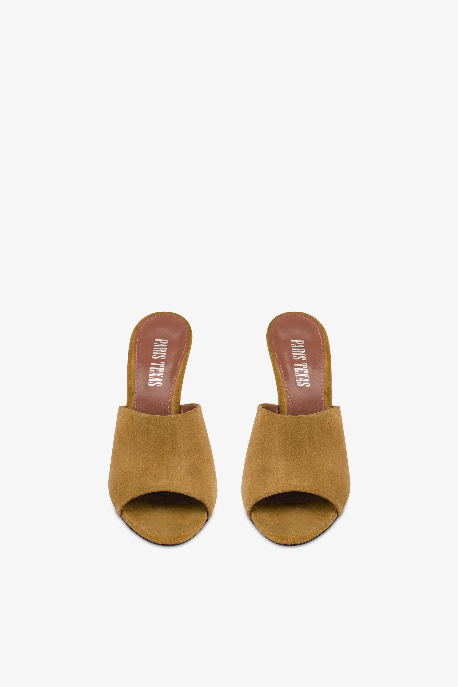 Mules in caramel suede leather