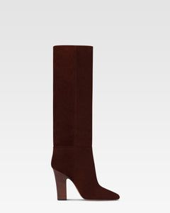 Boots in mahogany calf suede leather