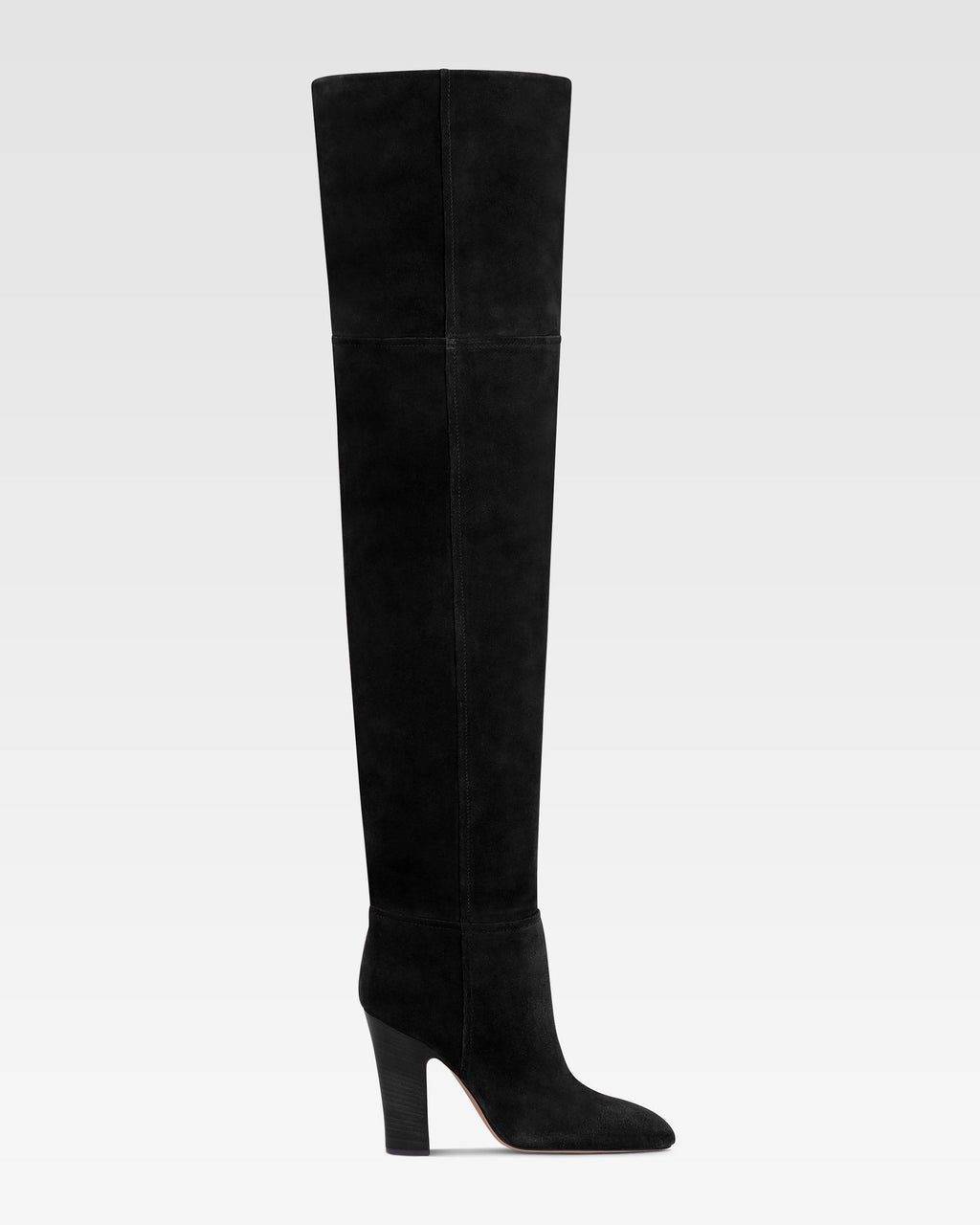 Over-the-knee boots in black calf suede leather