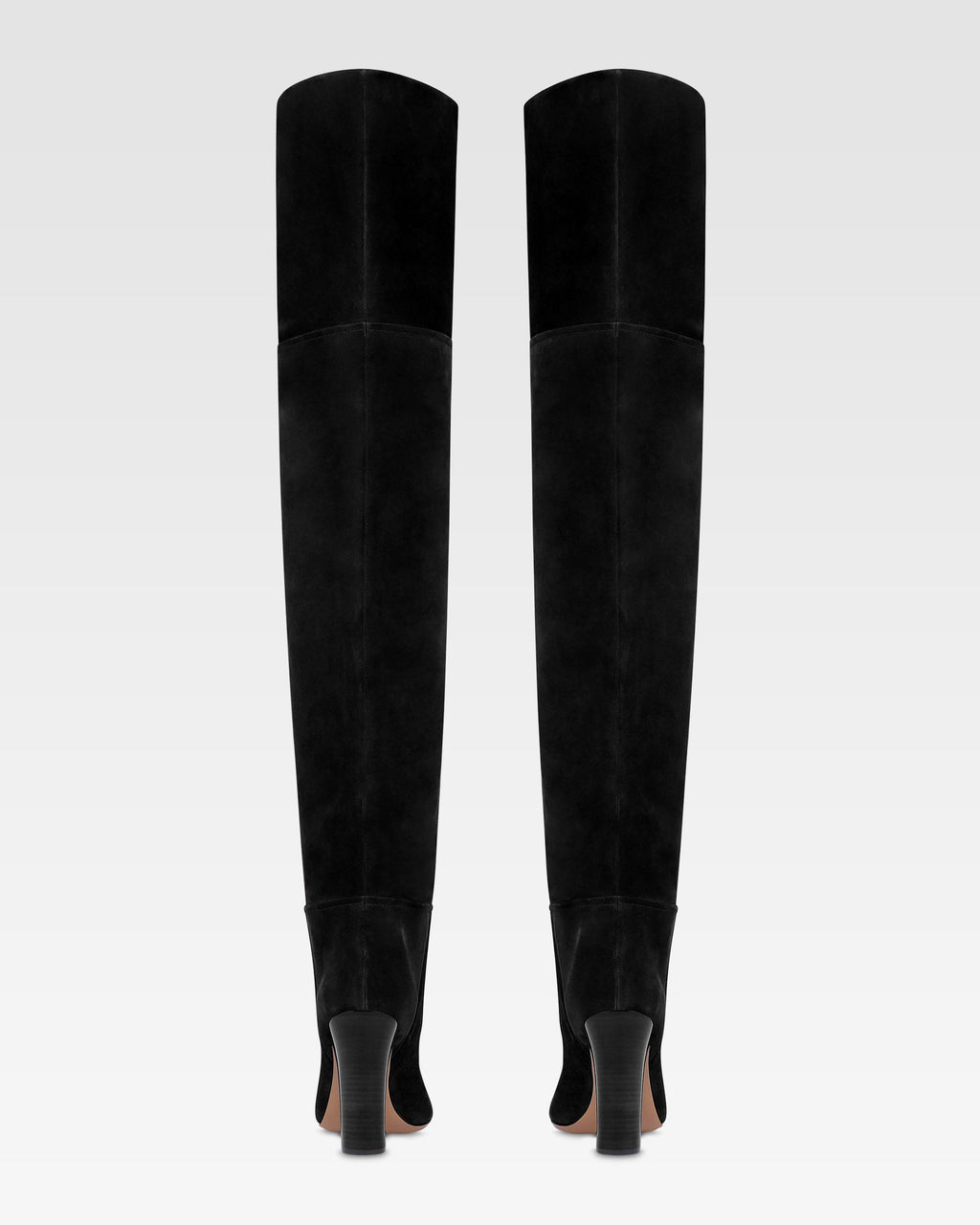Over-the-knee boots in black calf suede leather