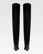 Over-the-knee boots in black calf suede leather