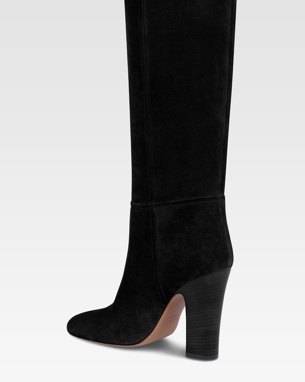 Over-the-knee boots in black calf suede leather