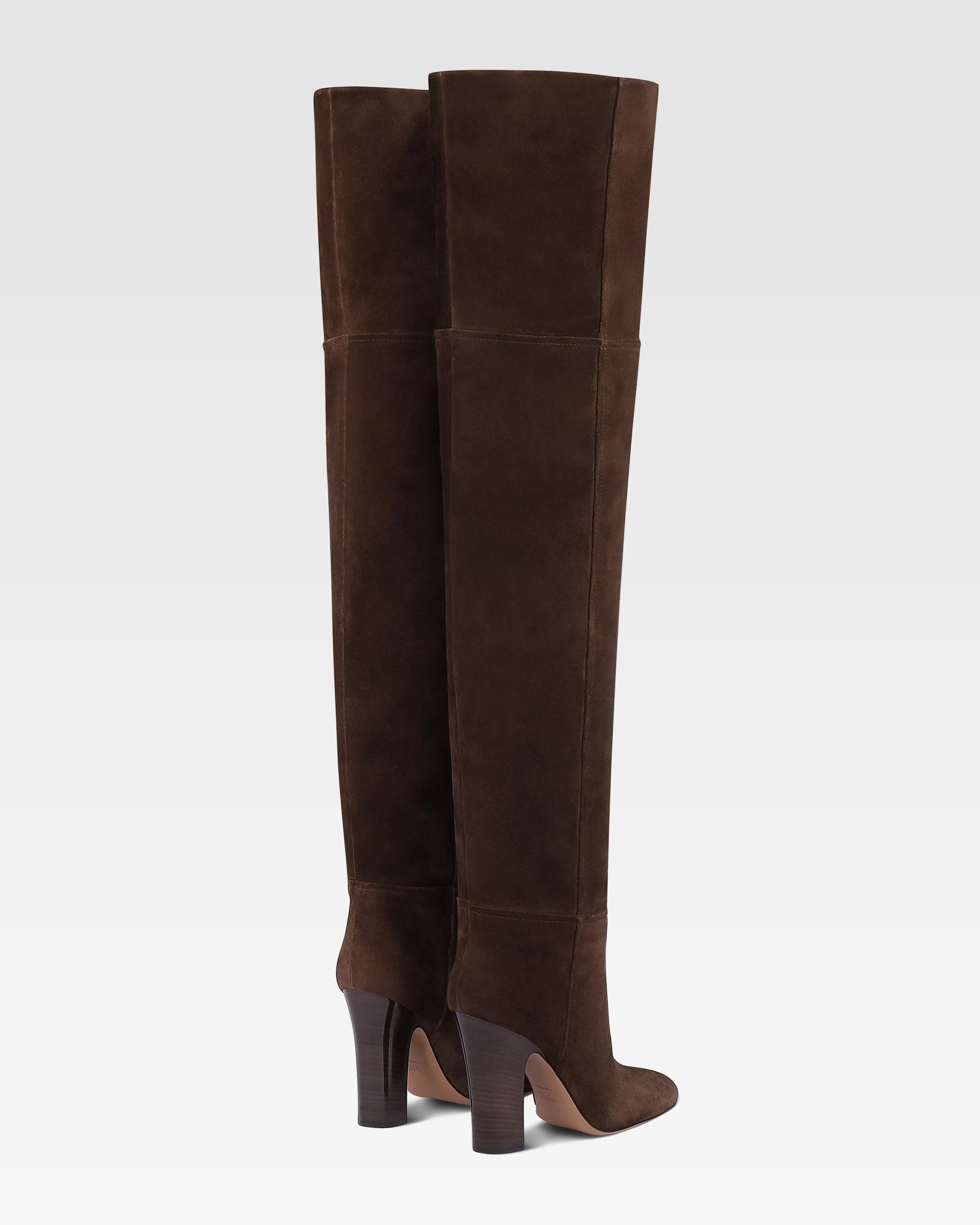 Bottes au-dessus du genou en cuir suede de veau noir