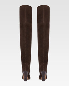 Bottes au-dessus du genou en cuir suede de veau noir