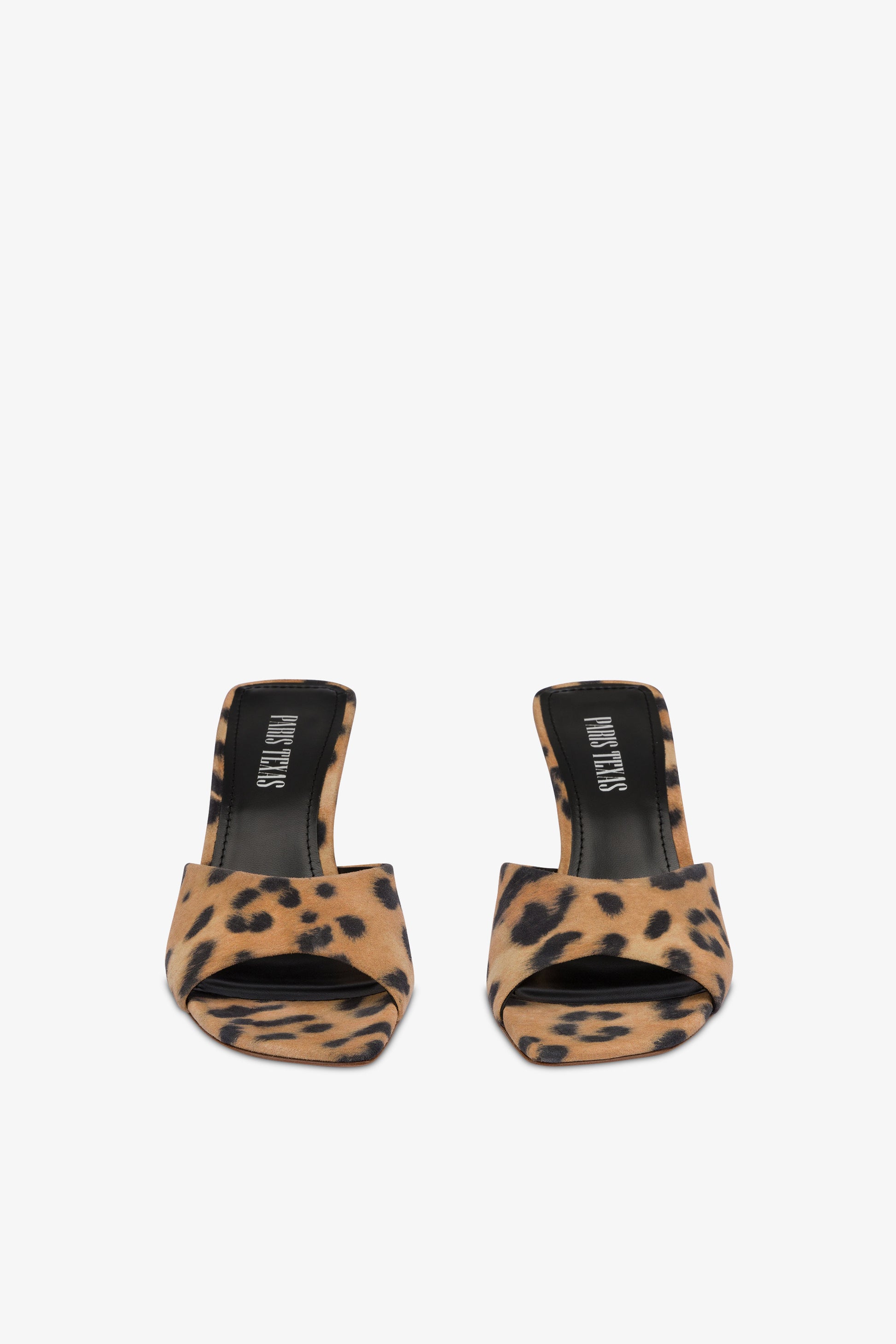 Mules in natural leopard-print suede leather