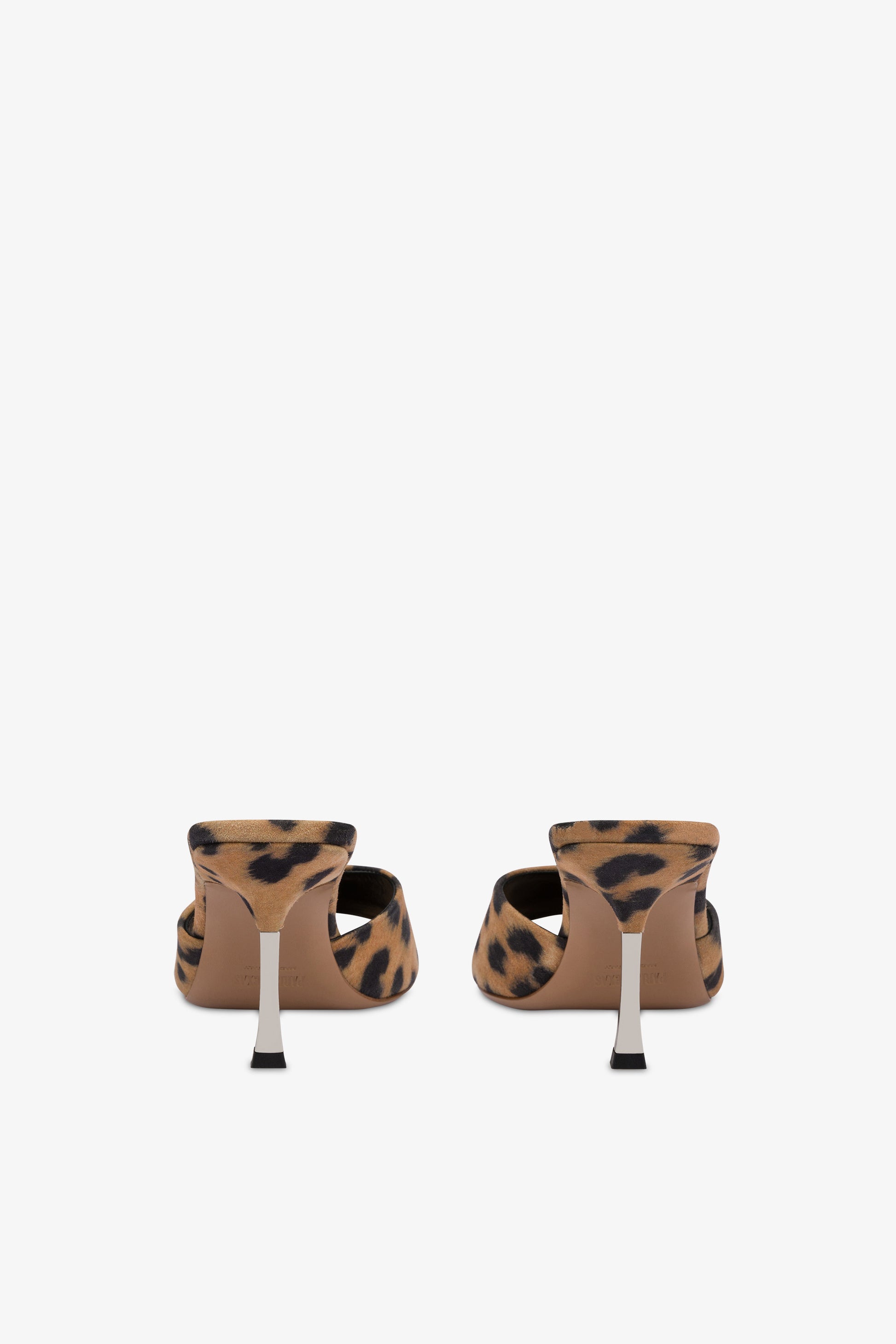 Mules in natural leopard-print suede leather