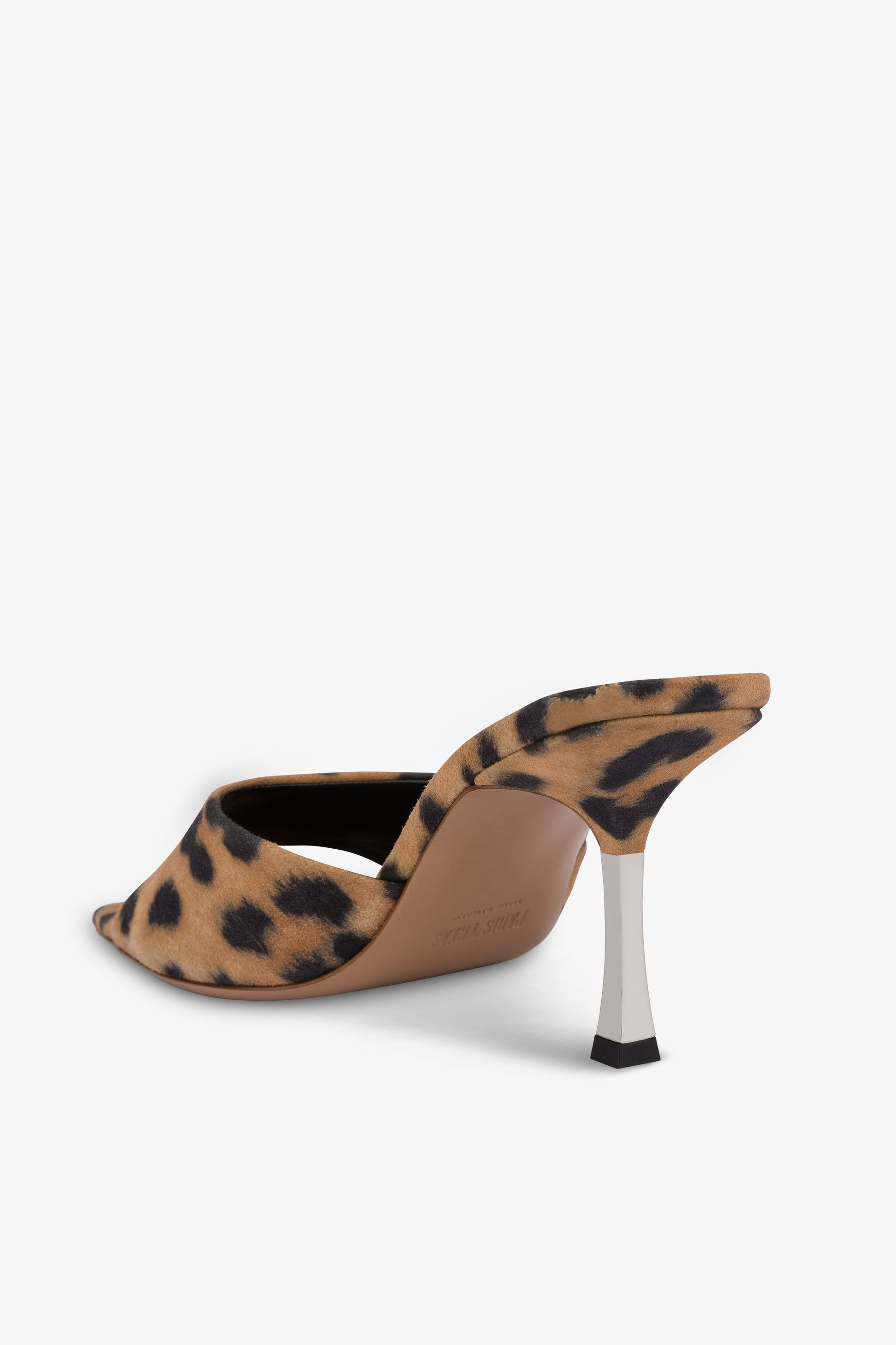 Mules in natural leopard-print suede leather