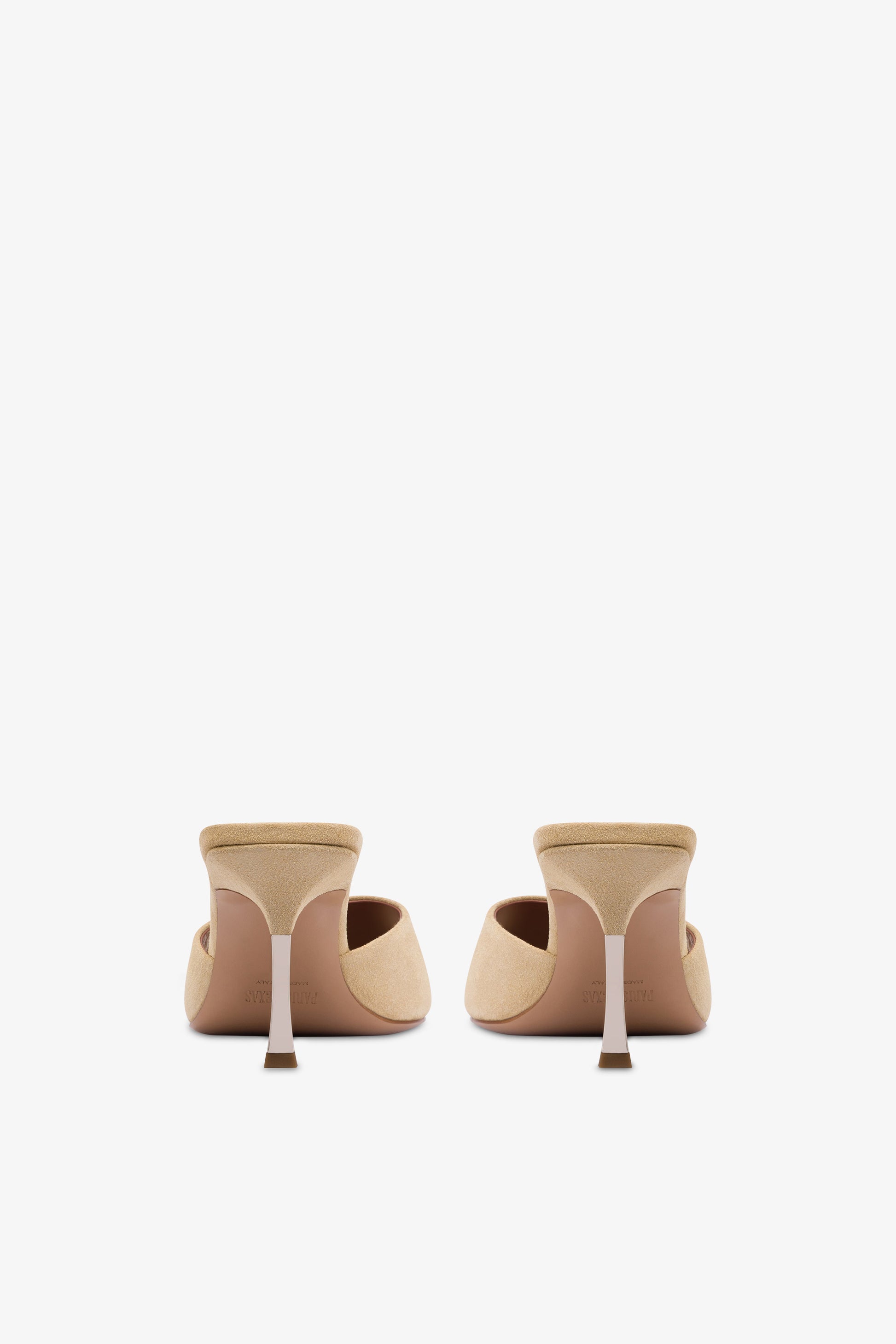 Mules in ecru suede leather