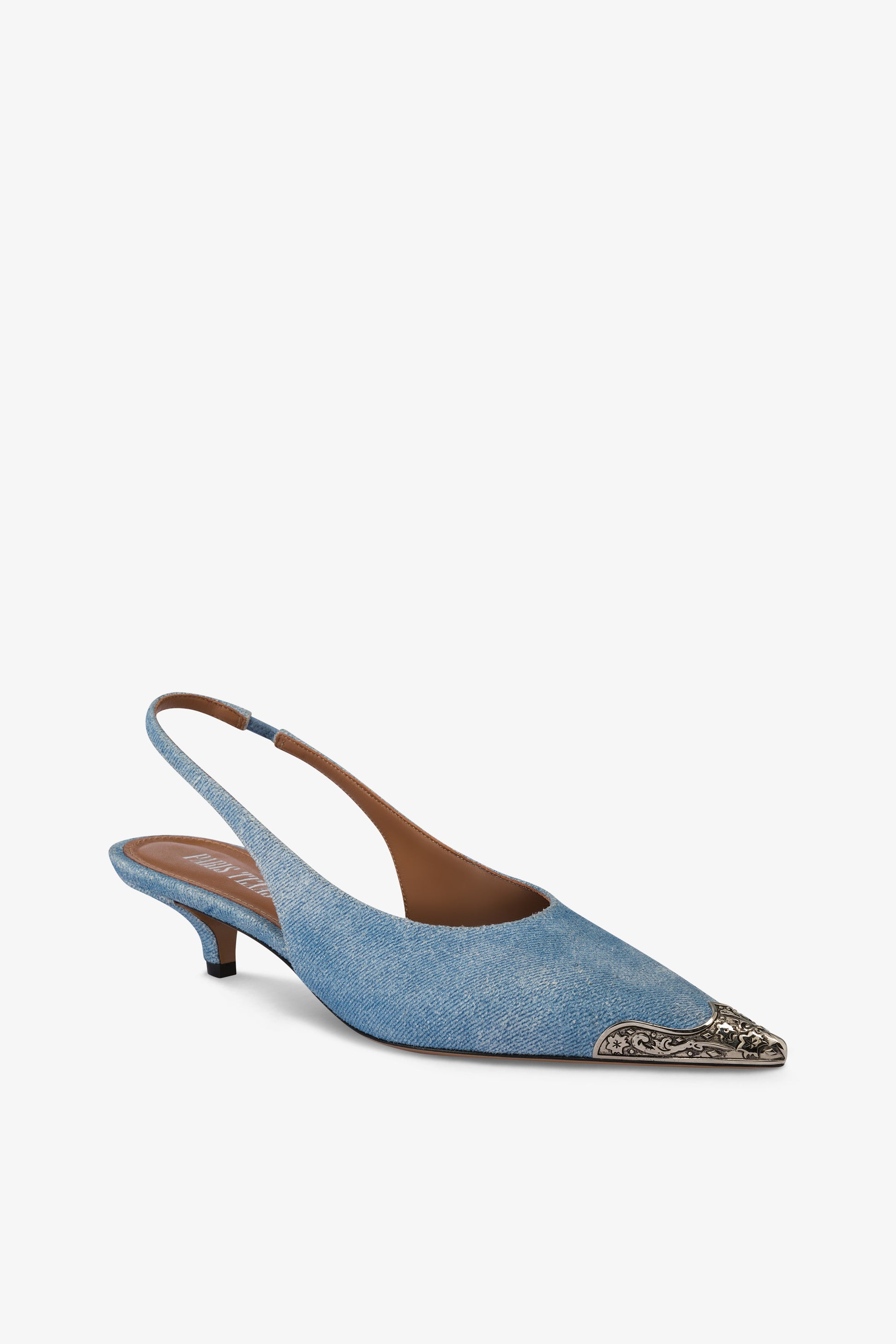 Slingbacks in denim suede leather